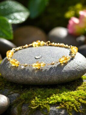 Natural Citrine Bracelet in 14K Gold Filled, Handmade November Birthstone Gift